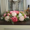 Flores decorativas Guirnaldas Custom Luxury DIY Wedding Decor Table Flower Runner Arreglo de filas artificiales Centros de mesa Rose Peonies Green