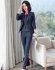 Dwuczęściowe spodnie damskie style dla kobiet w paski Formalne kombinezony biznesowe z kurtkami i mundurami mundurów Blazerów