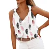 Kvinnors sommartankar sexiga knutna ärmlös väst V-ringning fast färg toppar tee streetwear tank top kvinnlig cami kontor damer camis l220706