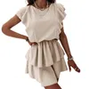 Novo vestido elegante de verão o-gola casual poliéster mini vestido de mulheres sem mangas para mulheres streetwear de praia l220705