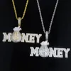 Gold Sier Color MONEY BAG Letter Pendant with Rope Chain Iced Out Cubic Zirconia Pendants Hip Hop Jewelry Gift for Women Men