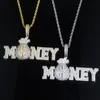 Gold Silver Color MONEY BAG Letter Pendant with Rope Chain Iced Out Cubic Zirconia Pendants Hip Hop Jewelry Gift for Women Men7594436