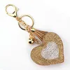 Creative petit cadeau strass flanelle alliage porte-clés pendentif pêche coeur forme porte-clés