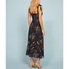 Dresses For Women Elegant Vintage Floral Dress Frill Sweetheart Neck Sleeveless Strap Tie Ruffle Hem Summer Beach Dress 220423