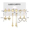 6 paires femmes Vintage métal balancent coeur diamant boucles d'oreilles ensemble créatif Simple boucles d'oreilles goutte bijoux