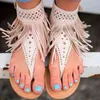 Sandals Women Fringed Flip Flops Ladies Flat Shoes Woman Open Toe Rhinestone Back Strap Fashion Summer 2022Sandals