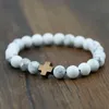 Charm Bracelets Natural White Howlite Stone Beads Cross Charms For Women And Men Semi Precious Bangle Pulseras Mujer Fine JewelryCharm