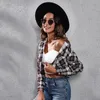 Women's T-Shirt The Instagram Star Is Plaid Zebra with Long Sleeves and A Short Cardigan Jacket Stand Collar