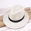 Boinas Hombres Paja Panamá Sombrero Hecho A Mano Sombrero De Vaquero Verano Playa Viajes Sunhat LXHBerets