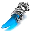 Catene Collana con pendente in acciaio inossidabile Cristallo Argento Colore Blu Catena 58 cm con DragonChains in pelle lega
