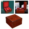 Watch Boxes & Cases Wooden Case Storage Box Wristwatch Display Holder With Red Cushion For TravelWatch Hele22