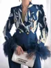 Women's Suits & Blazers Fashion Suit Jacket Women's Spring And Autumn Feather Sleeve Blazer Coat Lady's Midi Long CoatWomen's