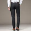 Marka Klasik Erkekler İş Pantolon Moda Çizgi Elbise Fit Pantolon Ofis Sıradan Siyah Resmi Takım 220719
