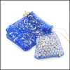 Pochettes à bijoux Sacs 7x9cm / 9x12cm 1000pcs / lot Pick 11 couleurs Organza Emballage de bonbons de Noël Dstring Pouch Bdesybag Dhdoj
