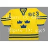 QQQ8 Vintage 2002 Team Zweden Jerseys 12 Daniel Sedin 30 Lundqvist 5 Niclas Lidstrom 40 Elias Pettersson 40 Henrik Zetterberg Custom Hockey