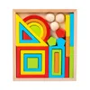 키즈 레인보우 중첩 스태킹 몬테소리 나무 건물 블록 균형 게임 아트 기하학적 창조적 교육 장난감