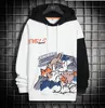 2022 Män Pullovers hoodie harajuku kattmönster avslappnade hoodies mens löst hiphop tröja män streetwear tryckta hoodie toppar