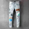 Men's Jeans Mcikkny Men Ripped Pleated Pants Fashion Badge Patchwork Denim Trousers For Male Streetwear