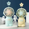 Net Cover Astronaut Star Desktop Colorful Light Fan Handheld Silent USB Charging Fan