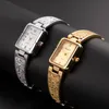 Relojes de pulsera de oro y plata para mujer, reloj de cuarzo de lujo 2022, correa de reloj ultradelgada, vestido de esfera cuadrada, reloj de pulsera para mujer, reloj femenino