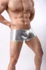 Külot deri erkek artı beden m-3xl boksörler erkek u dışbükey torba siyah naylon seksi şort erkek eşcinsel iç çamaşırları