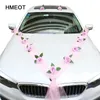 Hausgemachte DIY künstliche Blume weiße Hochzeit Auto Dekoration Türgriff Bänder Seide Eckblume Galand mit Tüll Geschenke Set 220406