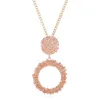 Collane con ciondolo Pinksee Temperamento di lusso Collana con sfera di cristallo Donna Ragazza Grande cerchio Rotondo Zircone Ciondola lunga catena di gioielli Ell