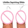 Ultra-miękkie wytrysk realistyczne dildo z ssącą kubek Fałszywe penis kogut ejaculating dildos anal wtyczka dildoseksy seksowne zabawki dla par