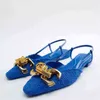 Sandales nouvelle femme talons hauts chaussures 2022 Za bleu être métal décoration mode chaussures plates mules décontractées pompe 220412