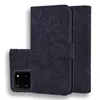 Wallet telefoonhoesjes voor Samsung Galaxy S22 S21 S20 Note20 Ultra Note10 Plus - Zonnebloem Embossing Kalfsleer Textuur PU Leather Flip Standstand Cover Case met kaartslots