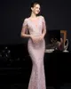 Women 2022 New Off Shoulder Party Bodycon Maxi Dress Elegant V Neck Gold Sequin Evening Dress