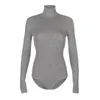 Casual Solid Skinny Turtleneck Long Sleeve Bodysuit Warm Basic Woman Body Fall Winter High Neck Sheer Bodysuits Slim 220801