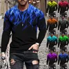 T-shirts T-shirts Långärmad T-tröja för män Male Fashion Printed O-Neck T-shirt Toppar Casual Sport Athletic Blouse Camisetas 2022