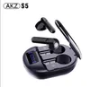 AKZ-S5 TWS Wireless Headphones Earphone BT 5.0 Portable Waterproof Sport Headset with Mic for Smart Phone Earbuds