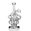 cross arm clear long neck pipes hookahs water bongs Brand recycler percolator oil rig water pipe 14.4mm joint bowl Recyler Dab Rigs