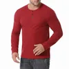 Herrenpullover Herren-Frühlings-T-Shirt Herrenmode Henley-Kragen Langarm Herren Baumwolle Slim Fit Bequeme lässige Top-T-Shirts Kleidung