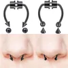 Piercing magnético falso com argola de septo Anéis de nariz falsos Stud Bolas de aço Spikes Jóias sem piercing Brincos magnéticos reutilizáveis