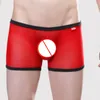 UNDUPTS See-Through Boxer Shorts Erkekler Seksi iç çamaşırı şeffaf penis büyük kese külotları brifing elastik erotik iç çamaşırı nefes almaz