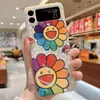 Custodia protettiva per telefono laser con fiore sorriso floreale arcobaleno per Samsung Galaxy Z Flip 3 5G