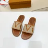 Designer platte dia's sandalen vergrendelt het muilezels slippers zomerleer vrouwen sandaal luxe buiten strandschoenen