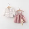 Autumn Baby Girls Clothes Outfits Toddler Princess Flower T-Shirt+ Strap Dress Suits for Clothing 1 Year Birthday Set 220507