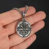 Pendant Necklaces Travel Jewelry Pendent Collier Silver Color Stainless Steel Compass Charms Necklace Coin Shape North Star Chains GiftPenda