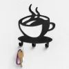 Key Holder Rack Wall Mounted-Modern Coffee Time Decor Key Organizer with 3 Hooks