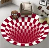 3D redondo tapete non deslizar preto branco linhas espiral tapete sala de estar quarto estudo macio chão mat decoração