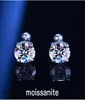 Envoltura de regalo Certificado 6 mm Prueba aprobada Moissanite Studs Pendientes para hombres Mujeres S925 Plata Platino Plateado Novia Boda Diamante StudsGift