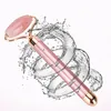 Electric Vibrating Natural Rose Quartz Jade Roller Face Lifting Stone Facial Massager Energy Beauty Bar with retai
