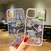 Belas caixas de borboleta para iPhone 14 13 Pro máximo 12 mini 11 x xr xs 6 7 8 Plus bling gitter star hard acrílico macio tpu híbrido hit hit cor clara celular tampa traseira pele de volta