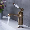 Gisha Bathroom Sink Basin Faucets Contemporary Antique Brass Faucet Mixer Water Tap Rotate Single Handle Hot And Cold Crane T200107