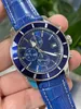 46 mm herenpolshorloge zwart blauw bruin lederen band herenhorloge keramiek quartz chronograaf saffierkristal waterdicht