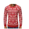 Autumn and Winter Christmas Mens Fashion Safe Deer Print Casual Round Neck Slim Pullover Sweater Sweater Asian Size 201221